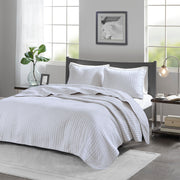 3 Piece Quilt Set White Full/Queen