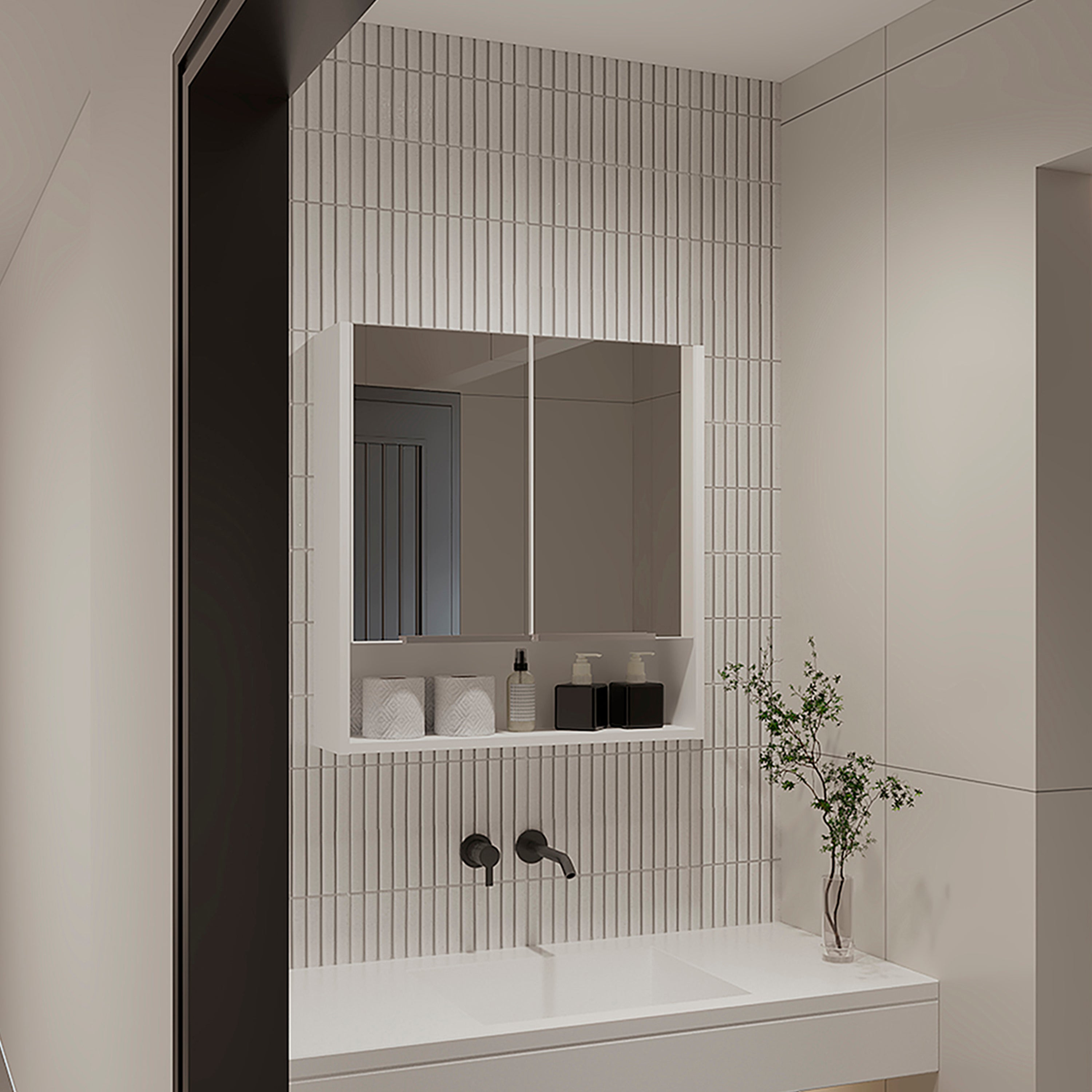 Ozark 24' Medicine Cabinet With Mirror, One Shelf