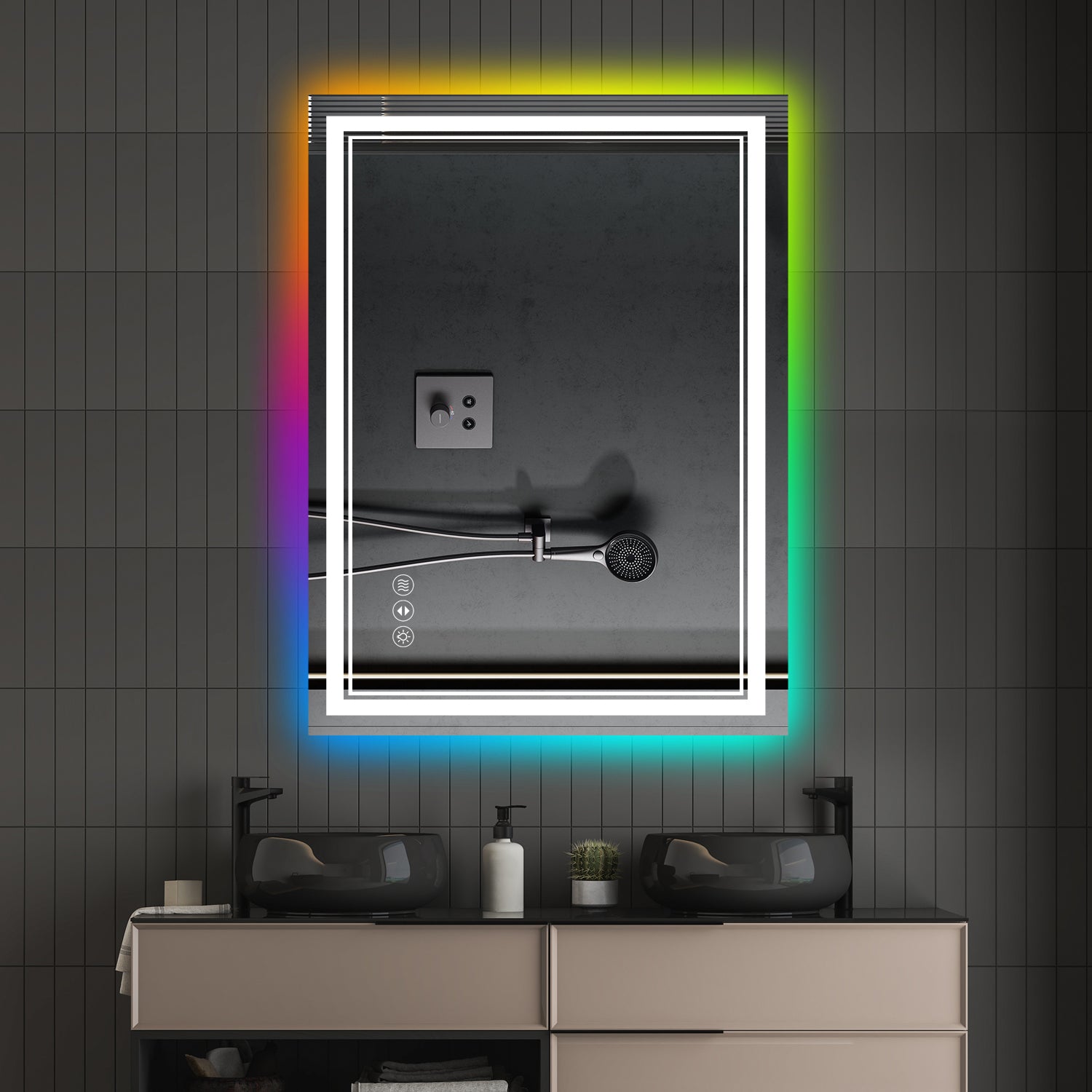30x36 Inch Frameless LED Bathroom Mirror,Smart Mirror,RGB Backlight