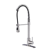 Modern Brushed Nickel Single Handle Spring High Arc Kitchen Faucet with Water Filter System, Stainless Steel