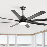 Modern 52-Inch Smart Ceiling Fan With Light,6 Wind Speed,With 8 Black ABS Blades,Voice Remote,Fan For Bedroom,Living Room,Patio,Kitchen,etc