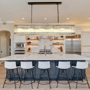 Modern Rectangular Crystal Glass Chandelier, 10-Lights Black Chandelier Lighting Contemporary Pendant Ceiling Light Fixture for Dining Room Living Room Kitchen Island