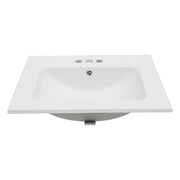 Modern White Rectangular Single Vanity Top with Overflow and 3 Faucet Holes, Ceramic, 24 x 19.7 Inches