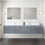 Dark Grey Double Bath Vanity 84 in. W x 22 in. D, Cultured Marble Top, and Faucet Set