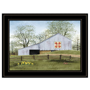 'Tulip Quilt Block Barn' by Billy Jacobs, Ready to Hang Framed Print, Black Frame