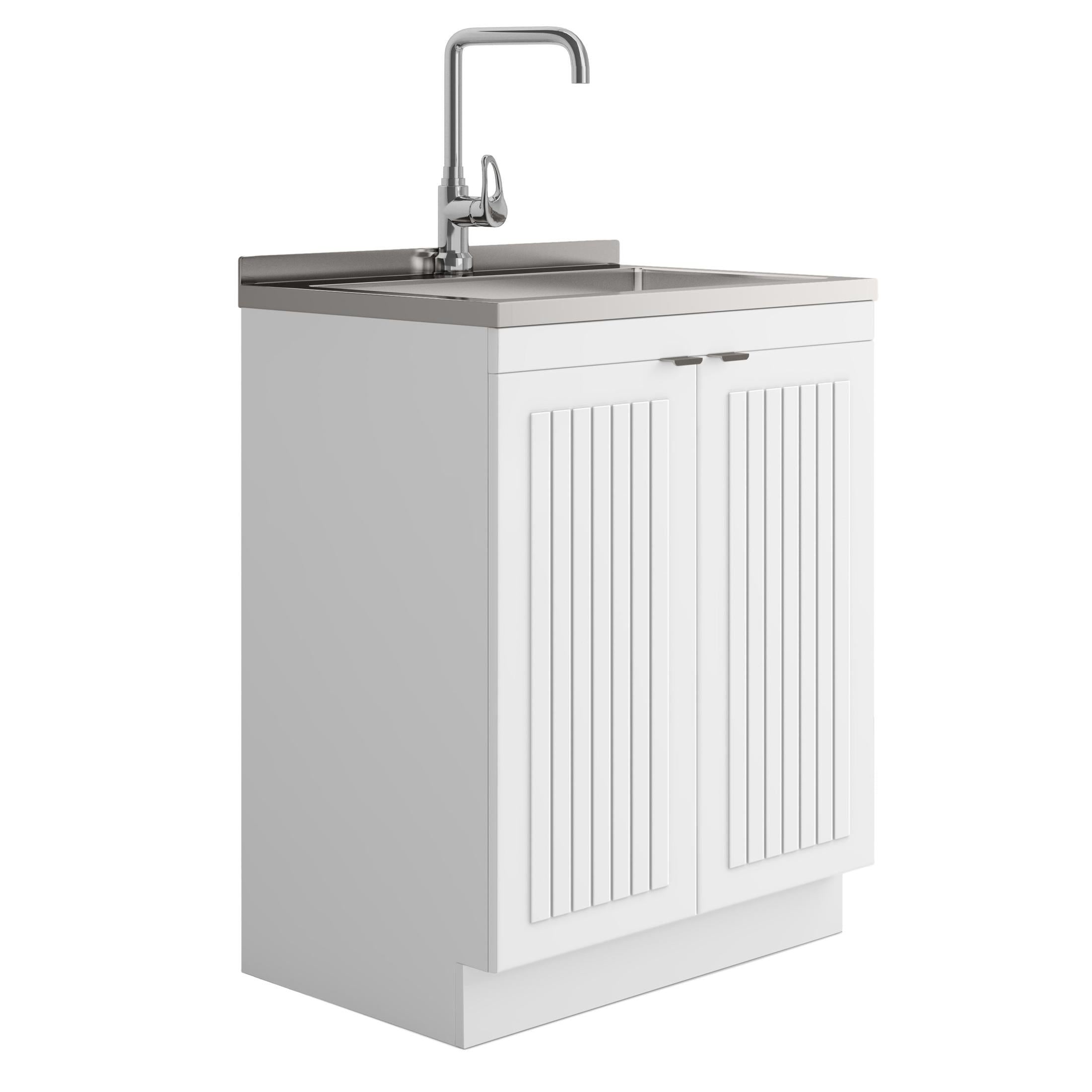 Murphy - 28' Laundry Cabinet with Faucet and Stainless Steel Sink - White