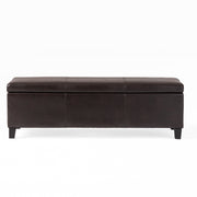Elegant Faux Leather Storage Ottoman Bench with Birch Legs in Brown, 51.25'L x 17.50'W x 16.25'H