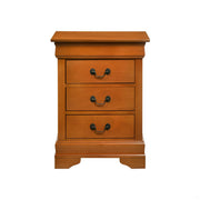 Elegant Oak Finished Nightstand with Three Drawers, Oak Color, Particle Board, 29' x 21' x 16'