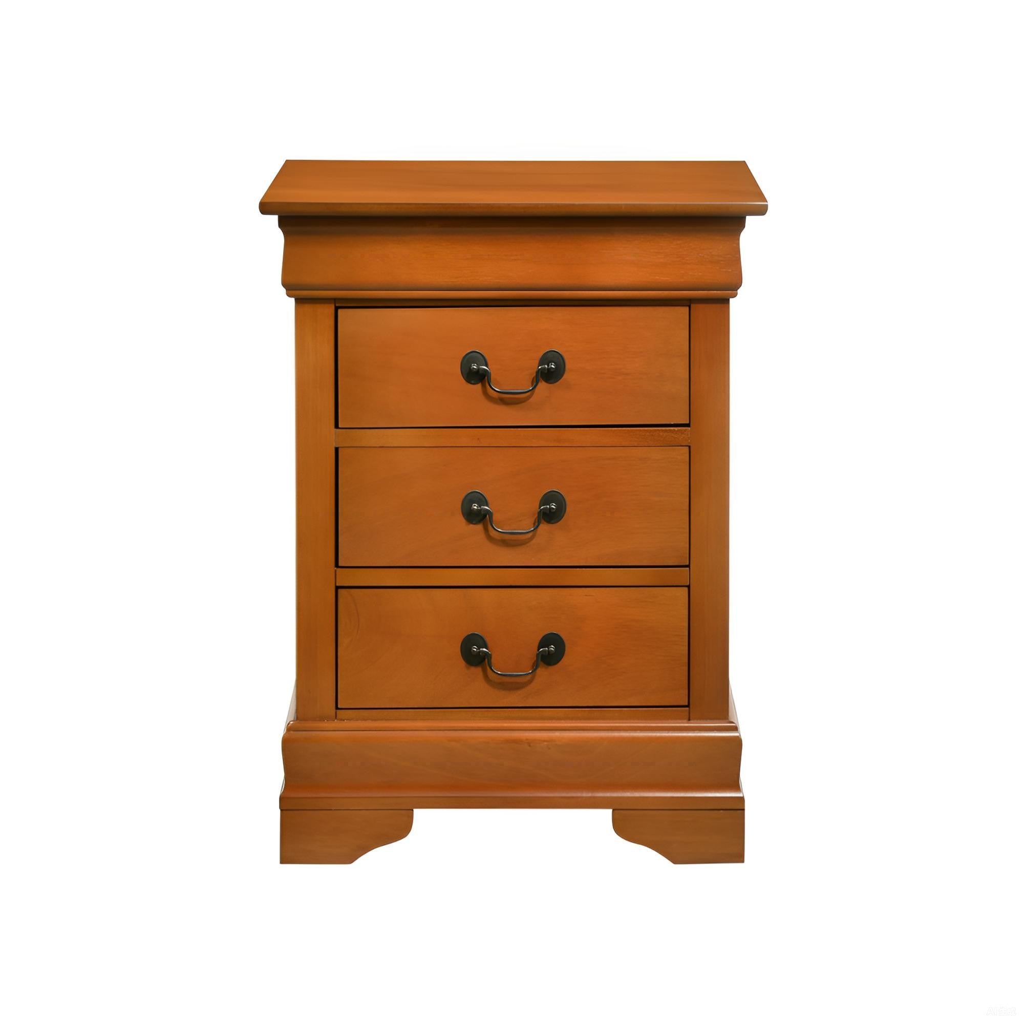Elegant Oak Finished Nightstand with Three Drawers, Oak Color, Particle Board, 29' x 21' x 16'