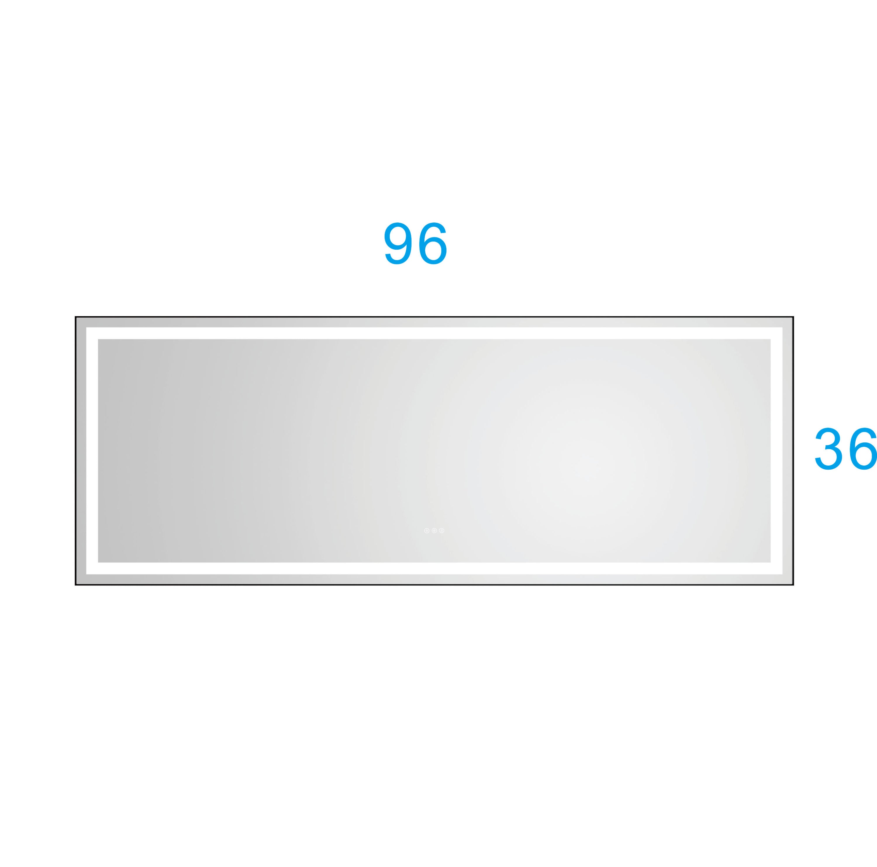 96in. W x36 in. H Framed LED Single Bathroom Vanity Mirror in Polished Crystal  Bathroom Vanity LED Mirror with 3 Color Lights Mirror for Bathroom Wall