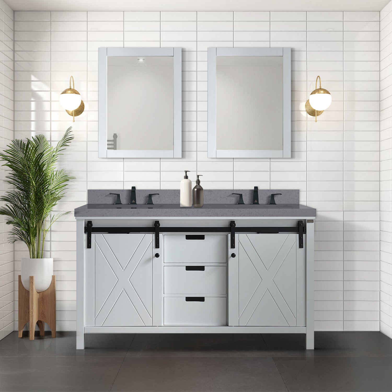 White Double Bath Vanity 60 in. W x 22 in. D