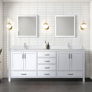 White Double Bath Vanity 80 in. W x 22 in. D, with Cultured Marble Top