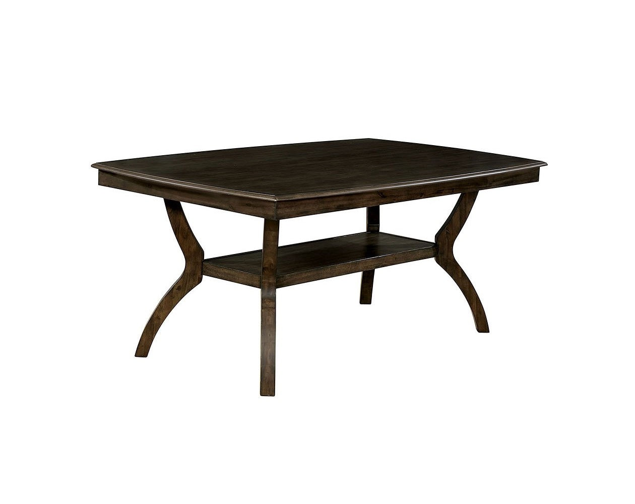 Modern Antique Walnut Dining Table w Open Lower Shelf 1pc Rectangle Table Kitchen Dining Room Furniture