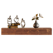 Rustic Wood Fireplace Mantel, Wall-Mounted & Floating Shelf, Light Brown, Solid Wood, 60 Inches