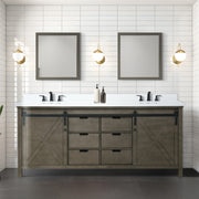 Rustic Brown Double Bath Vanity 80 in. W x 22 in. D, Cultured Marble Countertop and Faucet Set