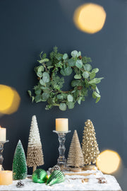 Set of 2, D14.2' Eucalyptus Candle Ring, Green