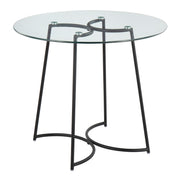 Cece Contemporary Dinette Table in Black Steel with Clear Glass Top by LumiSource