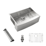 33 Inch Brushed Nickel Farmhouse Sink Stainless Steel 16 Gauge Apron Front Kitchen Sink