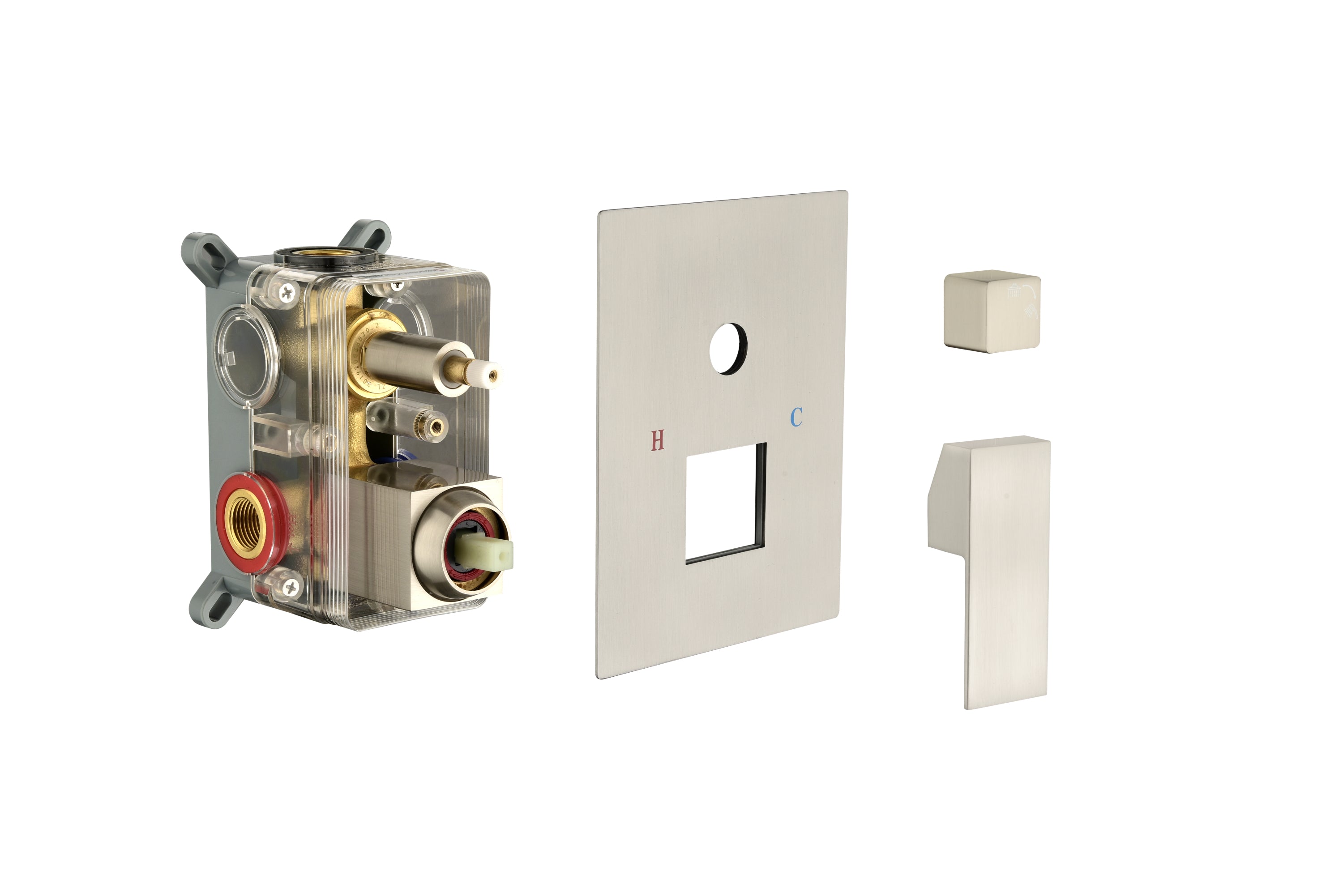 2 Way Outlet Function Solid Brass Shower Diverter Valve Mixer Rough-In Shower Handle Valve Kit Replacement