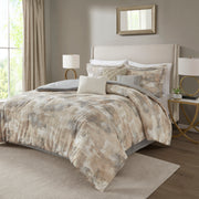 7 Piece Textured Cotton Blend Comforter Set Gray Cal King