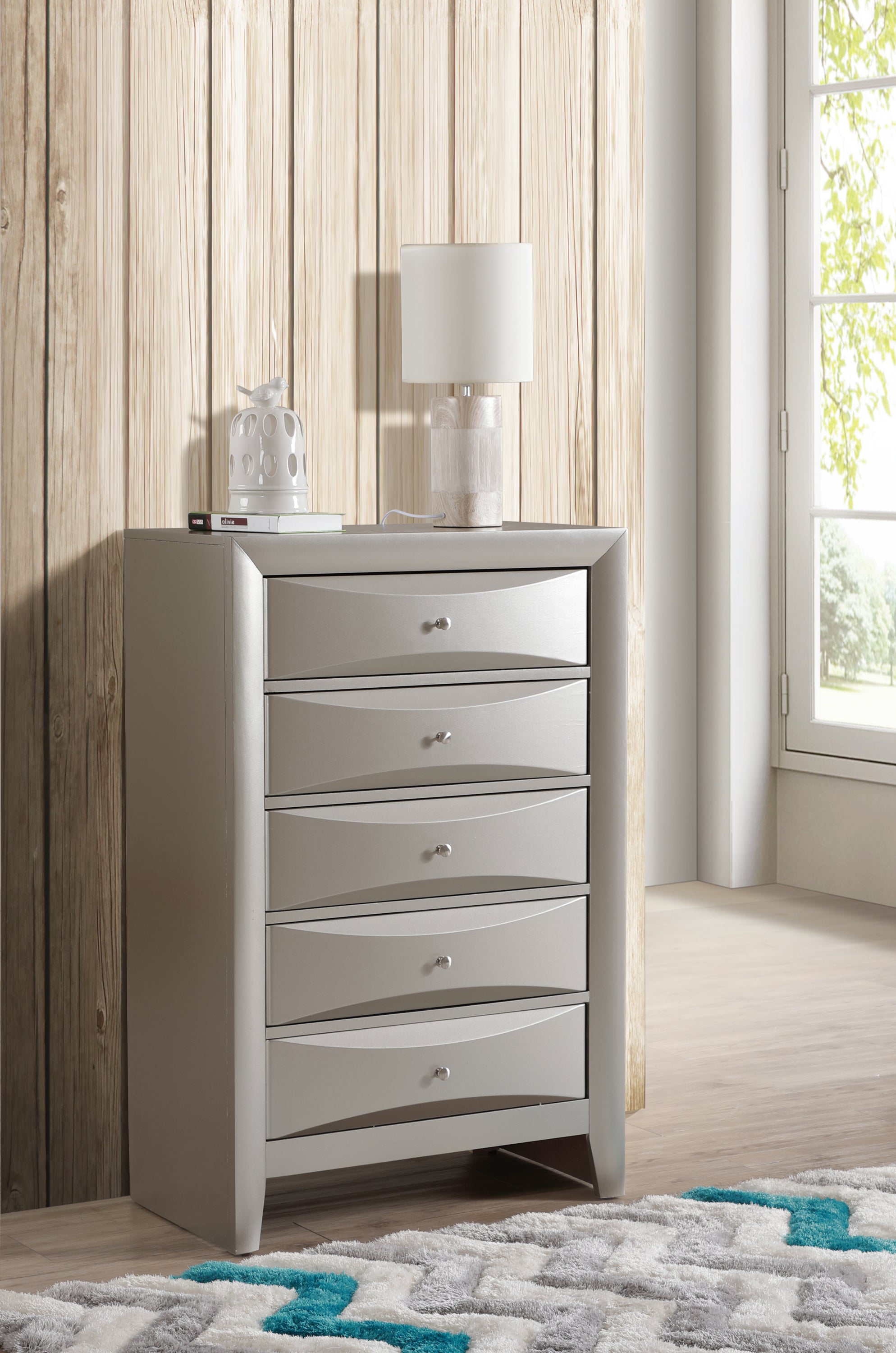 Marilla G1503-CH Chest , Silver Champagne