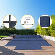 Blue Mesh Pool Safety Cover, Fits 18x36ft Rectangular Inground Winter Swimming Pools, High Strength Mesh PP