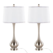 Cairo 28.75' Contemporary Metal Table Lamp in Brushed Nickel and White Linen Shade with Silver Trim from Grandview Gallery by LumiSource - Set of 2