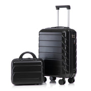 14'/20' 2 pcs/set in ABS Spinner Wheel Luggage, with Combination Lock,14' Cosmetic Case (Black)