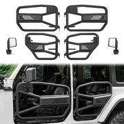 20391 48mm Tube Doors Tubular Half Doors with Side View Mirror Compatible with 2018-2024 Jeep Wrangler JL JLU & Gladiator JT 4XE Safari Tubular Doors Off Road Summer Trail Adventu - US Flag Style