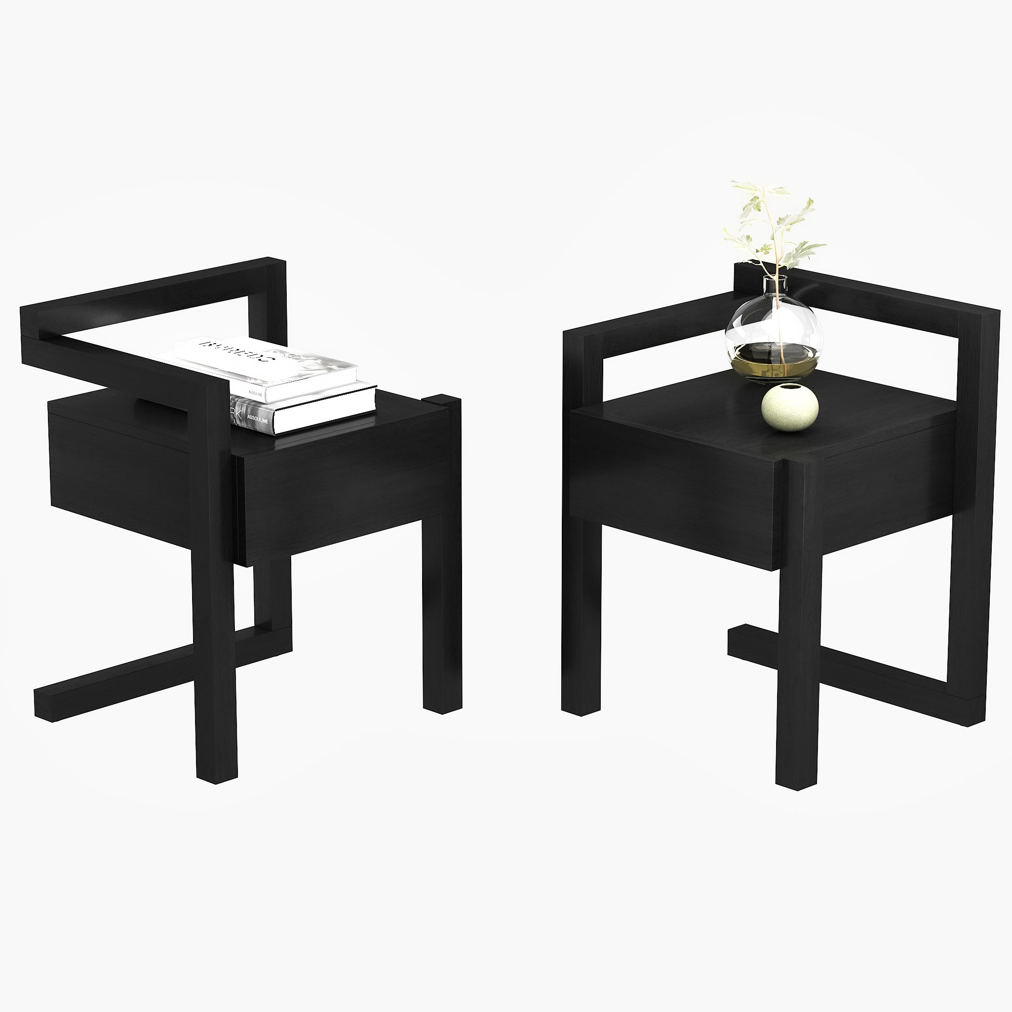 2-Tier Modern Minimalist End Table/Nightstand with Storage Drawer