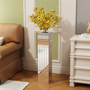 Tall Floor Vase 29.92' (76cm) Mirrored Floor Vase for Home Decor Large Cube Vase in Silver for Dried Flowers Modern Glass Vase for Living Room