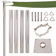12FT Heavy Duty Stainless Steel Canopy Pole With Base Plate,Suitable for Garden,Yard,Patio,Playground