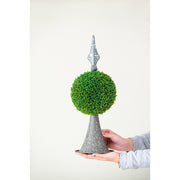 7x7x17' Faux Boxwood Topiary Sphere on Metal Spire
