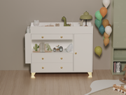 Changing Table Modern Dresser with Wide Table Top,  3Drawers, White Drawer Dresser