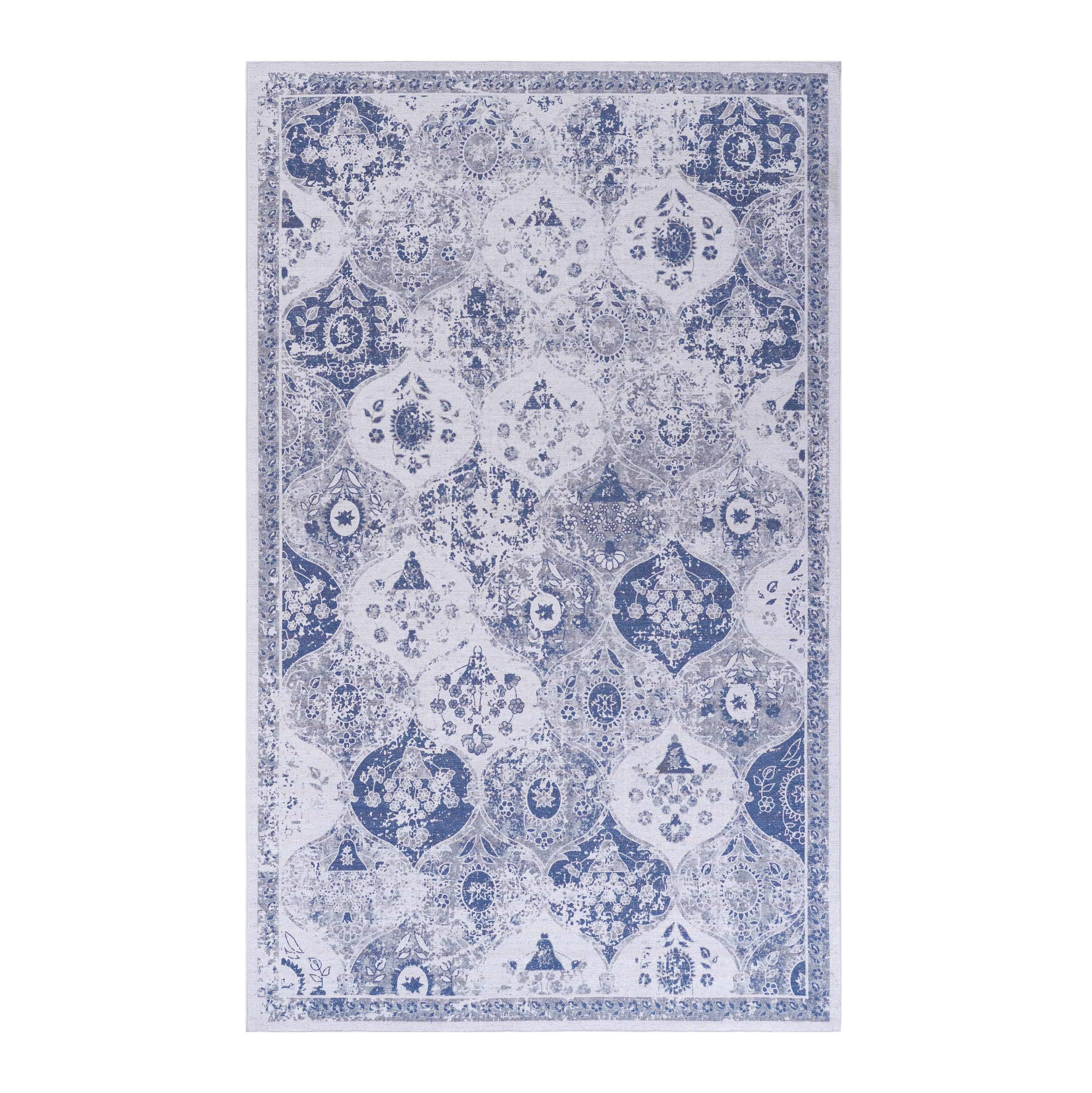 MAVAL Blue Washable Rug 2' x 3' Doormat Rug (Blue, 2' x 3')