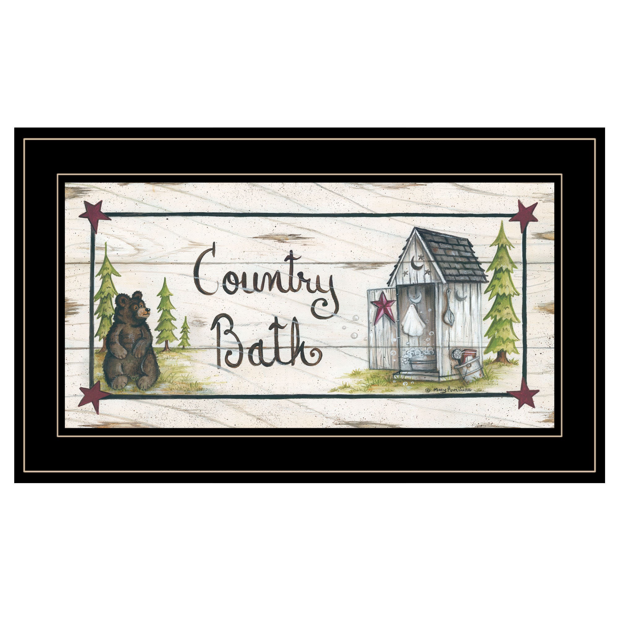'Country Bath' by Mary Ann June, Ready to Hang Framed Print, Black Frame