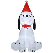 HOMCOM 6ft Christmas Inflatables Outdoor Decorations Puppy Dog Wearing a Santa Hat, Blow-Up Yard Christmas Decor with LED Lights Display