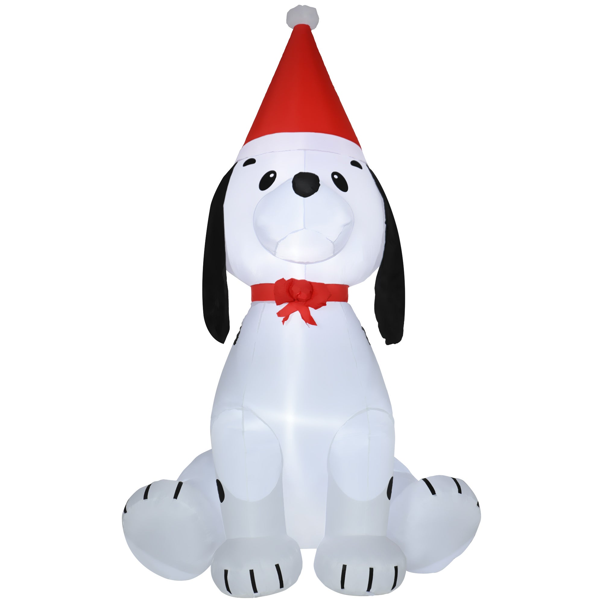 HOMCOM 6ft Christmas Inflatables Outdoor Decorations Puppy Dog Wearing a Santa Hat, Blow-Up Yard Christmas Decor with LED Lights Display