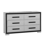 Adelaide Modern Grey Black Dresser with 6 Drawers in Solid Wood and MDF