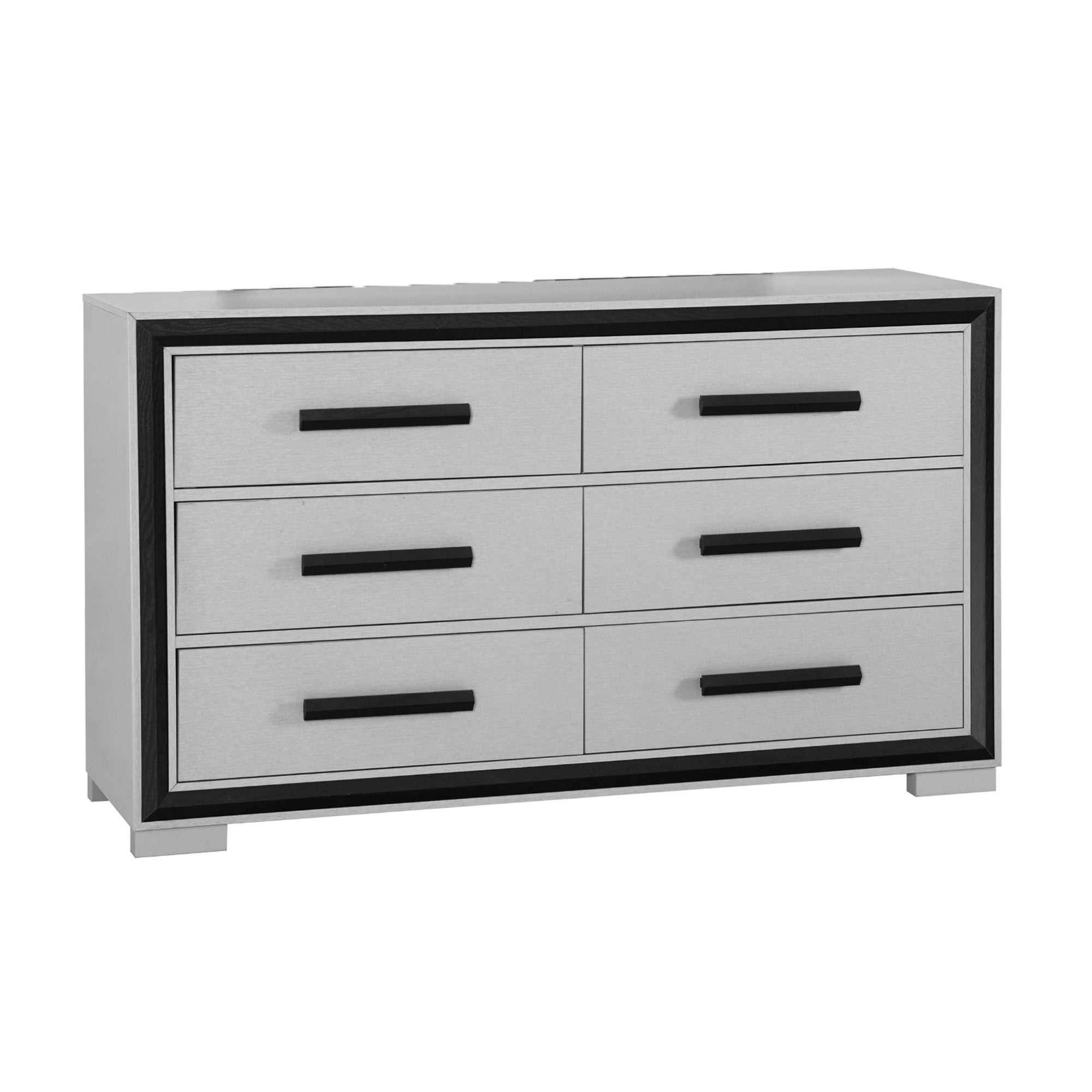 Adelaide Modern Grey Black Dresser with 6 Drawers in Solid Wood and MDF