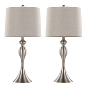 Ashland 27' Contemporary Metal Table Lamp in Brushed Nickel with Light Grey Textured Linen Shade from Grandview Gallery by LumiSource - Set of 2
