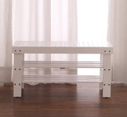 Pina Quality Solid Wood Shoe Bench, White Finish