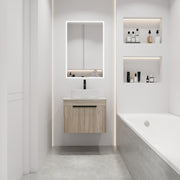 24 ' Modern Design Float Bathroom Vanity With Ceramic Basin Set,  Wall Mounted White Oak Vanity  With Soft Close Door,KD-Packing,KD-Packing,2 Pieces Parcel(TOP-BAB400MOWH)