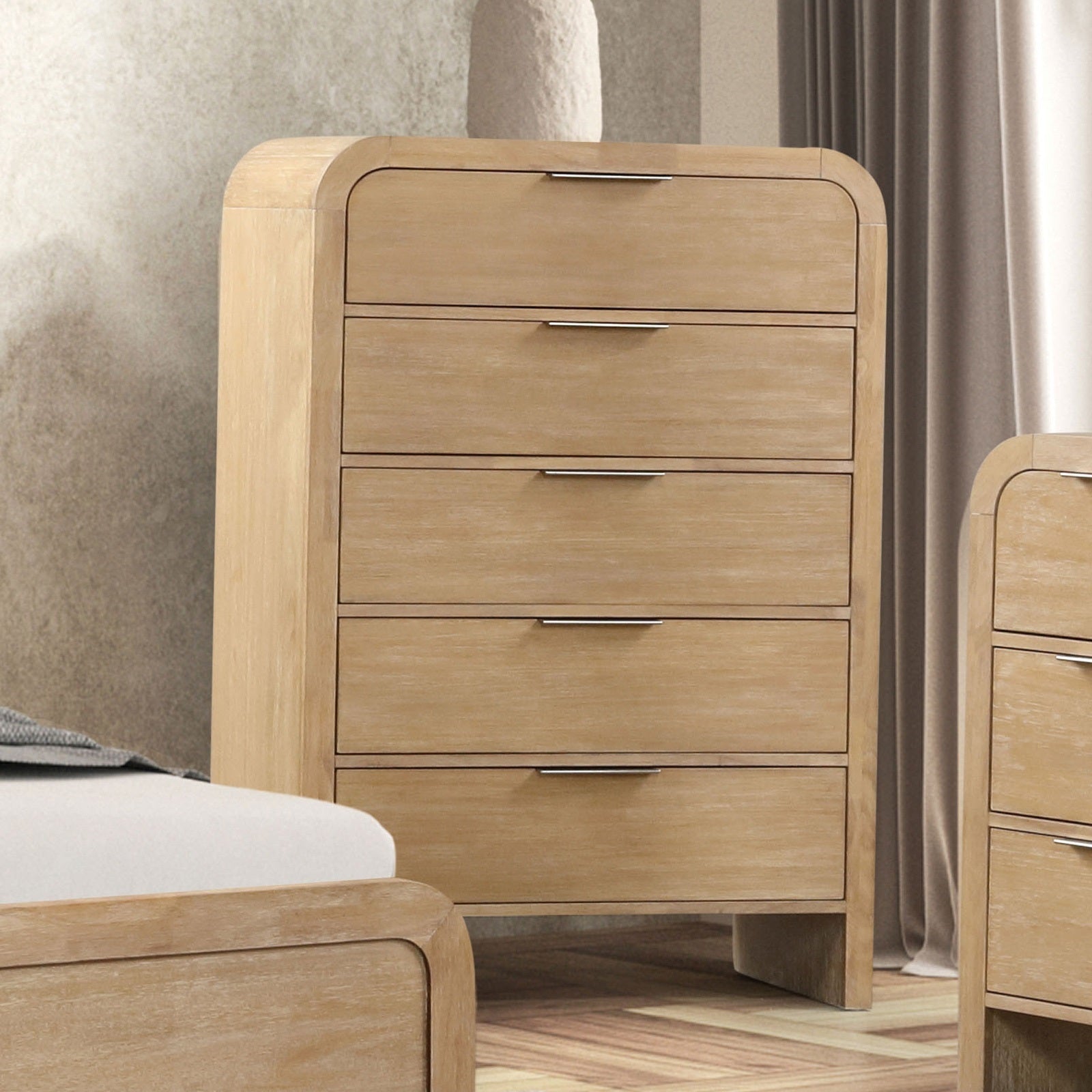 1pc Transitional Style Chest Metal Finger Handles English Dovetail Drawers Slide Metal Glides Natural Finish Bedroom Furniture