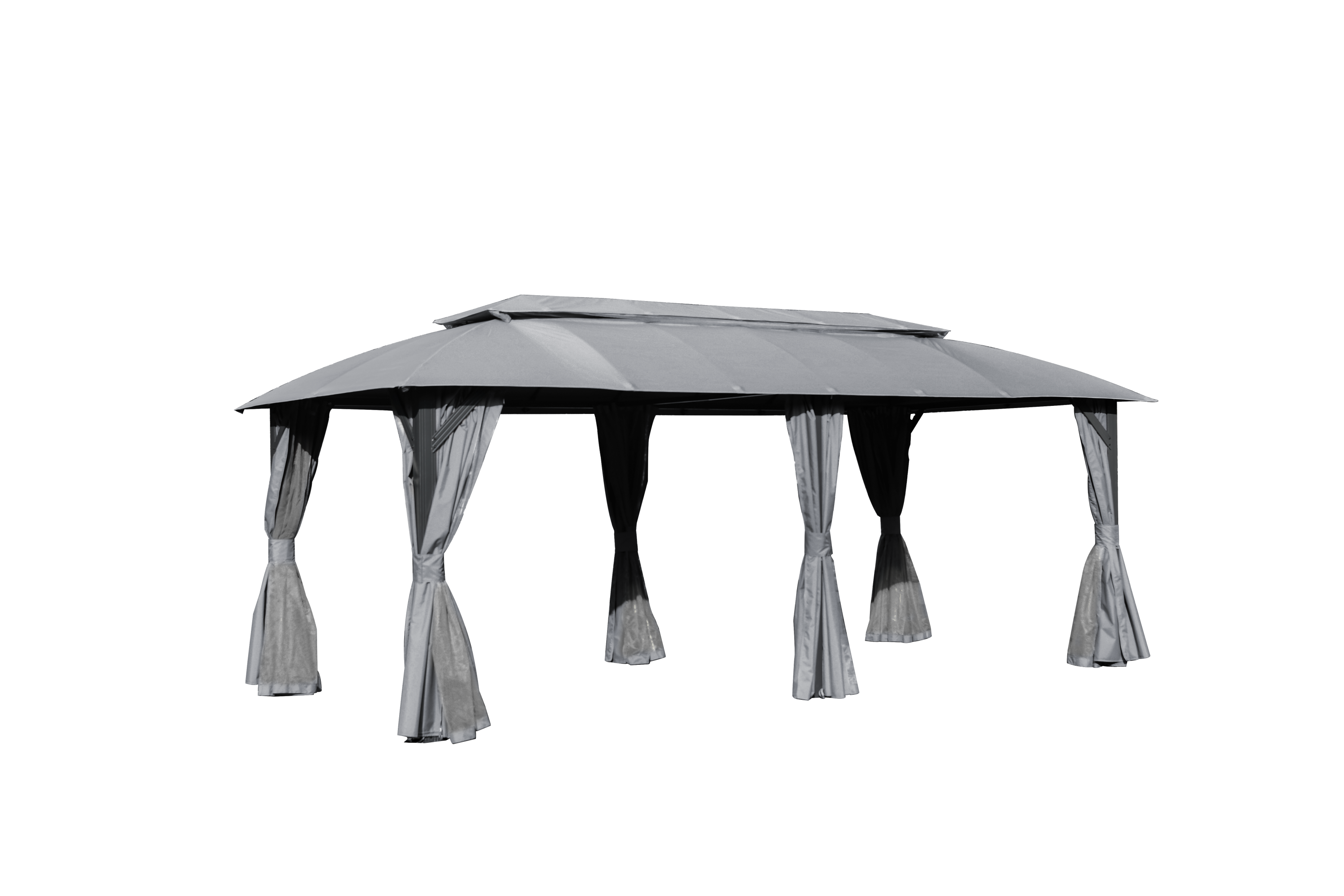 Gazebo 10x20FT, Outdoor Gazebo with Double Roofs, Privacy Curtains, Mosquito Nettings, Heavy Duty Metal Frame Party Tent Canopy for Patio, Backyard, Deck, Lawn, Grey