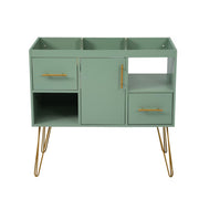 36'' Bathroom Vanity without Sink, Modern Freestanding Single Bathroom Cabinet with 2 Drawers & 2 Storage Compartments, Storage Cabinet for Bathroom, Solid Wood Frame Vanity , Green(NOT INCLUDE BASIN)