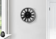 Clocks, 16' Round, Wall Clock, Silver, Black, Transitional