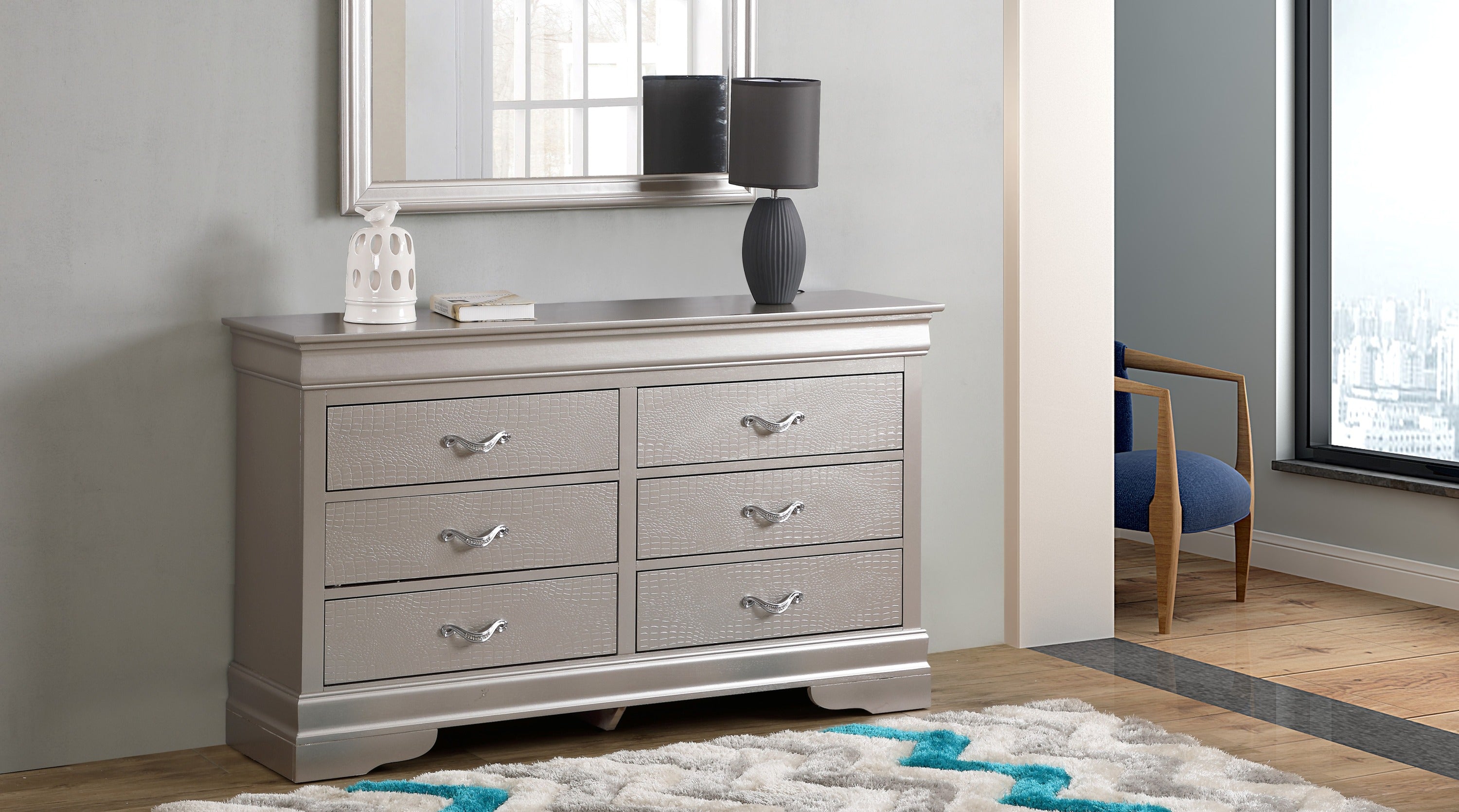 Lorana G6500-D Dresser , Silver Champagne