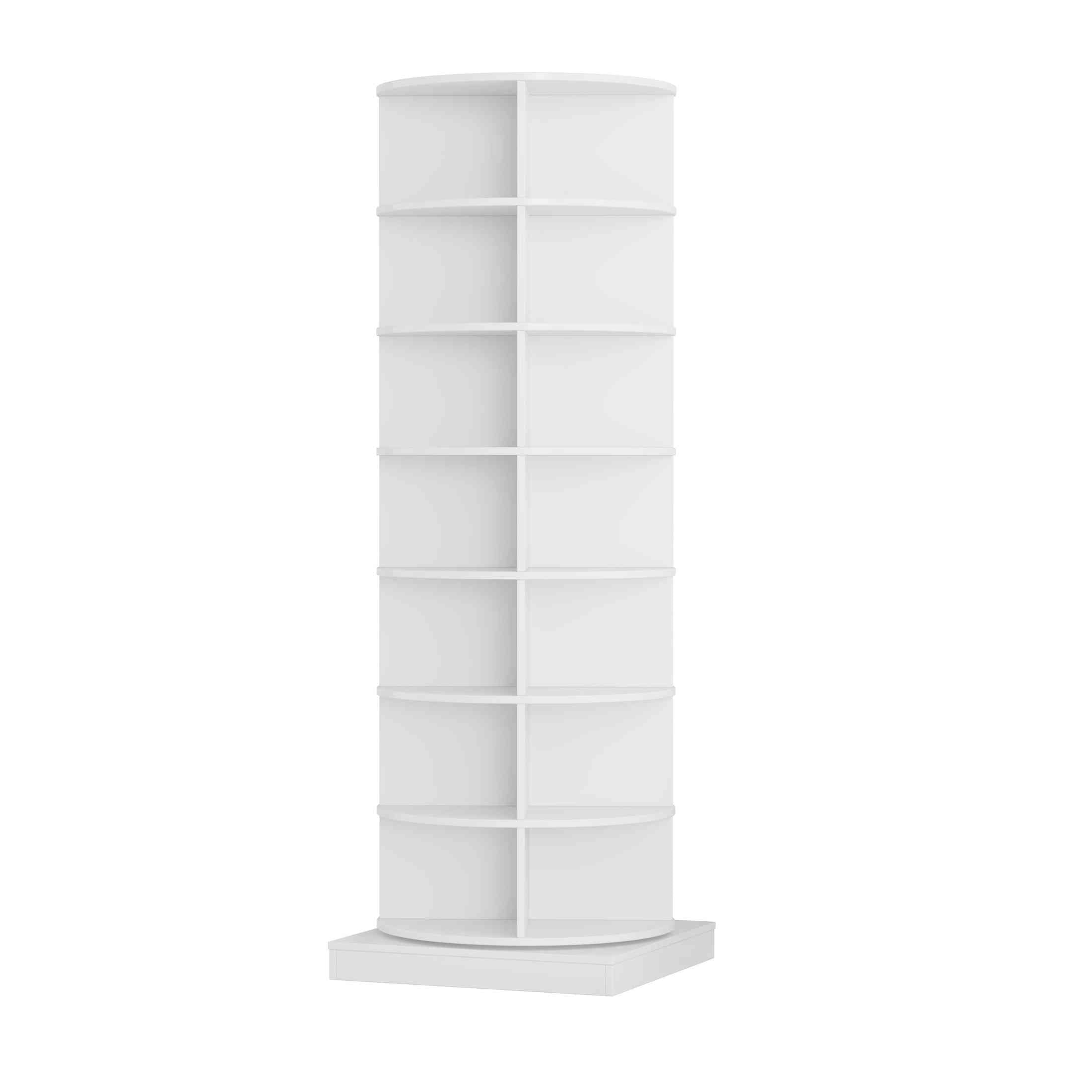 Modern 360 Rotating Shoe Cabinet 7 Layers Space Saver White Particle Board MDF