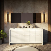 White Double Bath Vanity 72 in. W x 20 in. D, with Cultured Marble Top